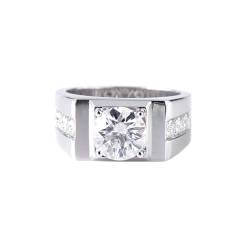 Herren Ringe Vintage, Verlobungsring Diamant Echt 14K Größe 60 (19.1) 1 Moissanit 1Ct Rundschliff Weiß Npassbar Für Vatertag von Wycian