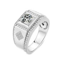 Herrenring, Diamant Ring Modeschmuck 14K Größe 54 (17.2) 1 Moissanit 1Ct Rundschliff Weiß Gravur Für Vatertag Verlobungsring Damen Infinity von Wycian