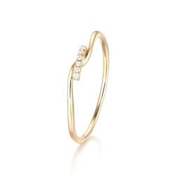 Promise Ring Damen, Wedding Ring Gold 18K 2.6Mm Größe 58 (18.5) Diamant Rundschliff Weiß Npassbar Für Geburtstag Ehering Vintage von Wycian