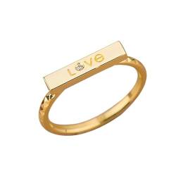 Ringe Frauen I Love You, Wedding Rings 18K Gold Love Größe 54 (17.2) Moissanit Rundschliff Weiß Personalisiert Für Verlobung von Wycian