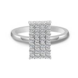 Ringe Frauen Verlobung, Wedding Rings White Gold 9K Größe 61 (19.4) Moissanit Rundschliff Weiß Npassbar Für Abschluss von Wycian