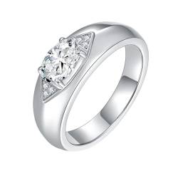 Trauringe Frauen, Wedding Ring 925 Damen 3Mm Größe 65 (20.7) 1 Moissanit 1Ct Ovalschliff Weiß Gravur Für Abschlussball von Wycian