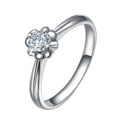 Verlobungsring Damen Infinity, Diamond Ring For Women Original 18 Karat Weißgold Blume Lab Diamant 0.13CT Weiß Brillantschliff VVS mit Größe von Wycian