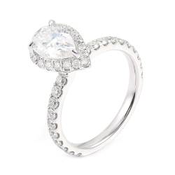 Verlobungsring Damen Vintage, Diamond Ring Women 9 Karat Weißgold Größe 67 (21.3) 1 Moissanit 1Ct Tropfenschliff D Farbe Gravur Für Neujahr von Wycian