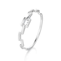 Wedding Ring Women Silver, Weißgold Ring Damen 18K Größe 54 (17.2) Diamant Rundschliff Weiß Gravur Für Verlobung Damenring Personalisiert von Wycian