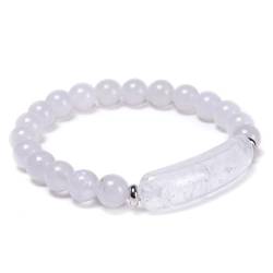 Wycian Armband Damen Boho, Zirkonia Armband Herren Perlen Kristall Weiß Mode Elegante Perlen 16.7cmx8mm 1er Naturstein für Muttertag von Wycian
