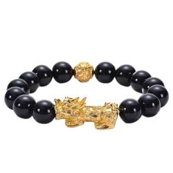 Wycian Armband Gold Zart, Armband Onyx Damen Perlen Kristall Metalllegierung Religiöse Buddha-Perle Von Brave Troops 17cmx12mm 1er Naturstein für Verlobung von Wycian