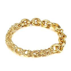 Wycian Armband Herren Gold, Männer Armband 20 cm Edelstahl Drachenschuppe Breit 9mm Kettenarmband für Jubiläum Geburtstag von Wycian