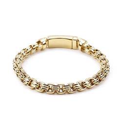 Wycian Armband Männer Gold, Männer Armband 22cm Edelstahl Retro-Einfachheit Breit 8mm Kettenarmband für Jubiläum Geburtstag von Wycian