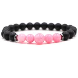 Wycian Armband Perlen Rosa, Rosenquarz Armband für Männer Rosa-Quarz Kristall Elastischer, Runder, Glatter Naturstein 19cmx8mm 1er Naturstein für Vatertag von Wycian