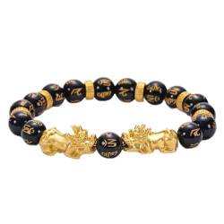 Wycian Armkette Damen Gold, Armband Onyx Herren Perlen Kristall Metalllegierung Religiöse Buddha-Perle Von Brave Troops 17cmx10mm 1er Naturstein Jahrestag von Wycian