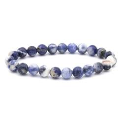 Wycian Armkette Herren, Armband Blau Perlen Zirkonia Kristall Mode Elegante Perlen 8mm 1er Naturstein für Verlobung von Wycian