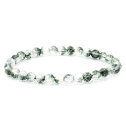 Wycian Bead Bracelet Men, Armband Grüner Stein Perlen Zirkonia Kristall Mode Elegante Perlen 6mm 1er Naturstein für Verlobung von Wycian