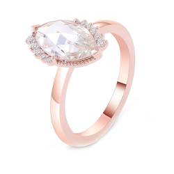 Wycian Ehering Frau, Moissanite Ring Ehering 18K Rosegold 18K Größe 62 (19.7) 2 Moissanit 2Ct Marquiseschliff Weiß Gravur Für Abschlussball von Wycian