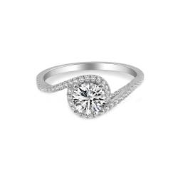 Wycian Ehering Frau, Moissanite Ring Ehering Silber 925 Größe 63 (20.1) 0.8 Moissanit 0.8Ct Rundschliff Weiß Npassbar Für Verlobung von Wycian