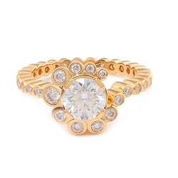 Wycian Engagement Ring Damen, Diamant Ring Frauen 14K Gelbgold 14K Größe 45 (14.3) 2 Moissanit 2Ct Rundschliff Weiß Personalisiert Für Neujahr von Wycian