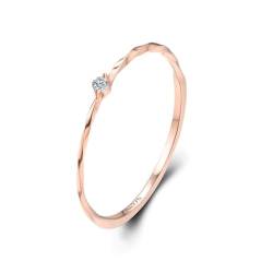 Wycian Frauen Ring Verlobung, Diamant Ring Modeschmuck 18K Rosegold Größe 61 (19.4) Diamant Rundschliff Weiß Gravur Für Geburtstag von Wycian