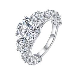 Wycian Freundschaftsring Damen, Diamond Ring Eternity Silber 925 Größe 53 (16.9) 8 Moissanit 8Ct Rundschliff Weiß Gravur Für Muttertag von Wycian