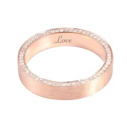 Wycian Freundschaftsringe Best Friends, Band Ring Damen 18K Rosegold 18K Größe 60 (19.1) Moissanit Rundschliff Weiß Gravur Für Valentinstag von Wycian