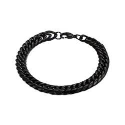 Wycian Herren Armband Schwarz, Männer Armband 23 cm Edelstahl Geflochtene Kette Breit 9mm Kettenarmband für Jubiläum Geburtstag von Wycian