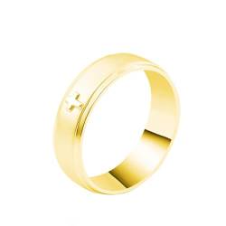 Wycian Herren Ring Personalisiert, Herren Ehering Gold 9 Karat Gelbgold 9K Kreuz Größe 57 (18.1) Npassbar Für Valentinstag von Wycian