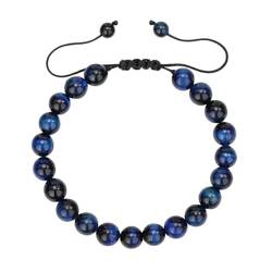 Wycian Kristall Armband Blau, Tigerauge Armband Perlen Kristall Elegantes Perlenpaar 17.7cmx8mm 1er Naturstein für Vatertag von Wycian