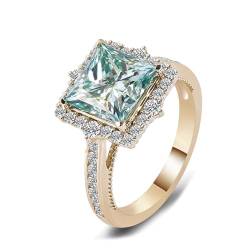 Wycian Krone Ring, Diamant Ring Damen Echt 9 Karat Gelbgold Größe 60 (19.1) 1 Moissanit 1Ct Blau Grün Personalisiert Für Vatertag von Wycian