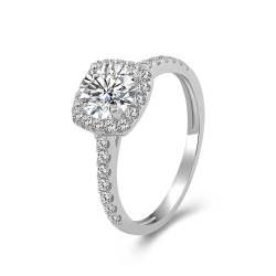 Wycian Modeschmuck Ringe, Diamant Ring Frauen 925 Silber Größe 67 (21.3) 1 Moissanit 1Ct Rundschliff D Farbe Npassbar Für Neujahr von Wycian