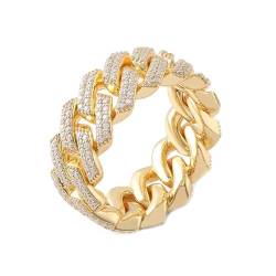 Wycian Modeschmuck Ringe Herren, Gold Rings For Menz Silber 925 Kette Größe 61 (19.4) Moissanit Rundschliff Weiß Npassbar Für Hochzeit von Wycian