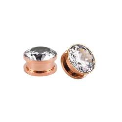 Wycian Ohr Plug Pink, Tunnel Rosegold 10mm 00G Anhänger Zirkonia Edelstahl Rund mit Zirkonia für Valentinstag Ohr Tunnel Titan 2Er Schmuck Geschenk von Wycian