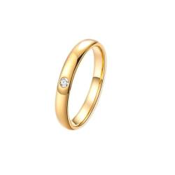 Wycian Paar Ring Für Sie Und Ihn, Ring Gold 18 Karat Damen Größe 60 (19.1) Diamant Rundschliff Weiß Npassbar Für Hochzeit von Wycian