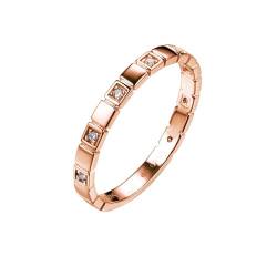 Wycian Paar Ringe Verlobung, Ring Damen Gold Breit 18K Rosegold 18K Größe 66 (21.0) Diamant Rundschliff Weiß Personalisiert Für Jahrestag von Wycian