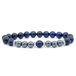 Wycian Perlen für Armbänder Blau, Tigeraugen Armbänder für Herren Kristall Tigerauge Yoga Perlen 21.5cmx8mm 1er Naturstein für Jahrestag von Wycian