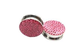 Wycian Plugs Ohr, Tunnel 10mm Kristall 00G Anhänger Zirkonia Edelstahl Rosa Rund mit Zirkonia für Muttertag Ohr Tunnel Titan 2Er Schmuck Geschenk von Wycian