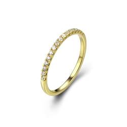 Wycian Promise Ring For Her, Band Ring Gold 9 Karat Gelbgold Größe 52 (16.6) Moissanit Rundschliff Weiß Personalisiert Für Jahrestag von Wycian