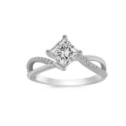 Wycian Promise Ring Krone, Silberringe Damen 925 Freundschaftsringe Größe 65 (20.7) 1 Moissanit 1Ct Weiß Npassbar Für Hochzeit von Wycian