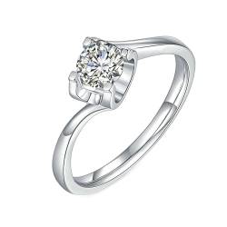 Wycian Promise Ring Man, Verlobungsring Damen 925 Silber Größe 57 (18.1) 0.5 Moissanit 0.5Ct Rundschliff Weiß Personalisiert Für Valentinstag von Wycian