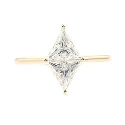 Wycian Promise Ring Men, Ringe 18K Gold Größe 49 (15.6) Moissanit Triangelschliff Weiß Personalisiert Für Neujahr Promise Ring Mann von Wycian