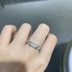 Wycian Ring Damen Fein, Engagement Ring 925 3Mm Größe 52 (16.6) 1 Moissanit 1Ct Marquiseschliff Weiß Npassbar Für Abschlussball von Wycian