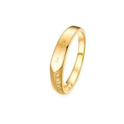 Wycian Ring Paar Für Mann Und Frau, Eheringe 18K Gelbgold Größe 52 (16.6) Moissanit Rundschliff Weiß Personalisiert Für Verlobung von Wycian