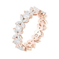 Wycian Ringe Damen Boho, Ring Breit 9 Karat Roségold Blume Größe 52 (16.6) Diamant Rundschliff Weiß Personalisiert Für Vatertag von Wycian