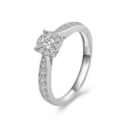 Wycian Ringe Damen Elegant, Damen Ringe Diamanten Silber 925 Größe 50 (15.9) Moissanit Rundschliff Weiß Gravur Für Muttertag von Wycian
