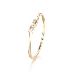 Wycian Ringe Damen Modeschmuck, Goldring Damen Verlobung 9 Karat Gelbgold 2.6Mm Größe 67 (21.3) Moissanit Rundschliff Weiß Personalisiert Für Geburtstag von Wycian