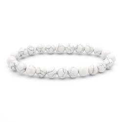 Wycian Rosenkranz Armband, Armband Weiß Braut Perlen Magnesit Kristall Mode Elegante Perlen 8mm 1er Naturstein für Hochzeit von Wycian