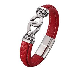 Wycian Silber Armband, Grancey Armband Lederarmband mit Schnalle 16.5CM Rostfreier Stahl für Männer Frauen von Wycian