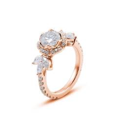 Wycian Trauringe Mit Gravur, Moissanite Ring Ehering 9 Karat Roségold Größe 67 (21.3) 1 Moissanit 1Ct Rundschliff Weiß Npassbar Für Hochzeit von Wycian