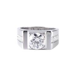 Wycian Vintage Ring Men, Engagement Ring Diamond 14K Größe 54 (17.2) 2 Moissanit 2Ct Rundschliff Weiß Npassbar Für Jahrestag von Wycian