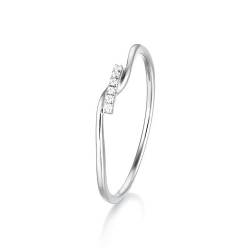 Wycian Zierlicher Ring, Damen Ringe Weissgold 18K 2.6Mm Größe 54 (17.2) Diamant Rundschliff Weiß Personalisiert Für Jahrestag von Wycian