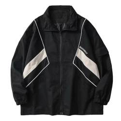 Wyeysyt Damen Y2k Jacke Zip Up Leichte Windbreaker Jacke Varsity Oversized Sport Jacke Y2k Kleidung Oberbekleidung, 02schwarz, M von Wyeysyt