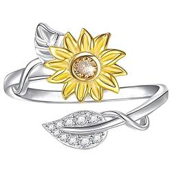 Wzxhew # Blumenring, Sonnenblume, offener Ring, verstellbarer Ring, Blumenschmuck, Geschenk für Frauen, Muttertagsgeschenk, Einheitsgröße, Kein Edelstein von Wzxhew